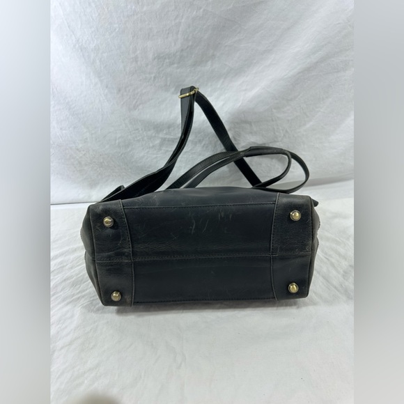 Genuine vintage large black leather tote bag carryall work school laptop carrier - Picture 10 of 16
